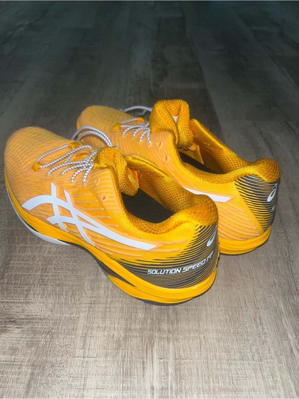 ASICS Solution Speed Ff 2 Clay Tennis Shoe Mens Size 9 Yellow White VGUC - Picture 4 of 8